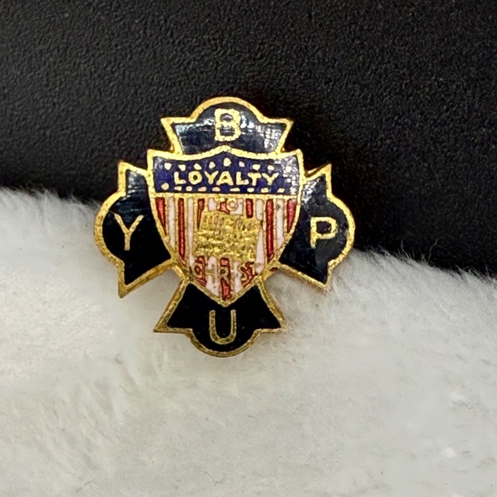 Vintage Baptist‎ Young People's Union Pin Gold Tone Enamel